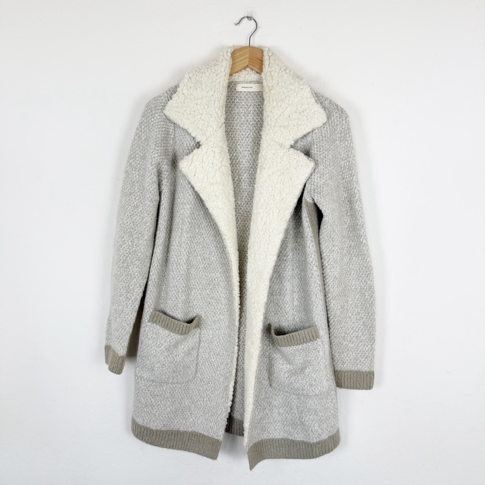 Anthropologie Sleeping on Snow Beige Sherpa Lining Coat Long Sweater